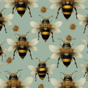 Bee Pattern Wall Print in Black and Yellow